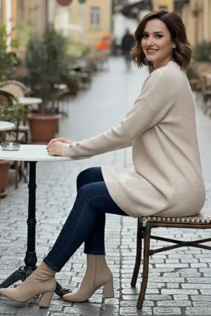Buttoned Sleeve Knitted Sweater