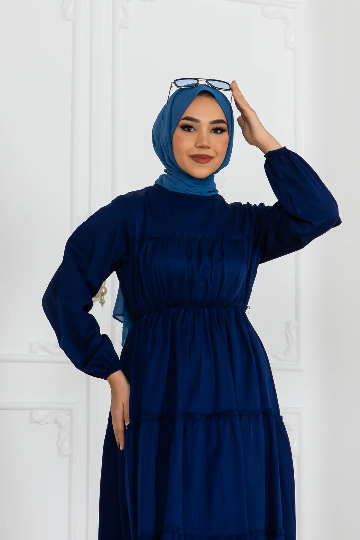 Hijab Dress With Elastic Sleeves-detail