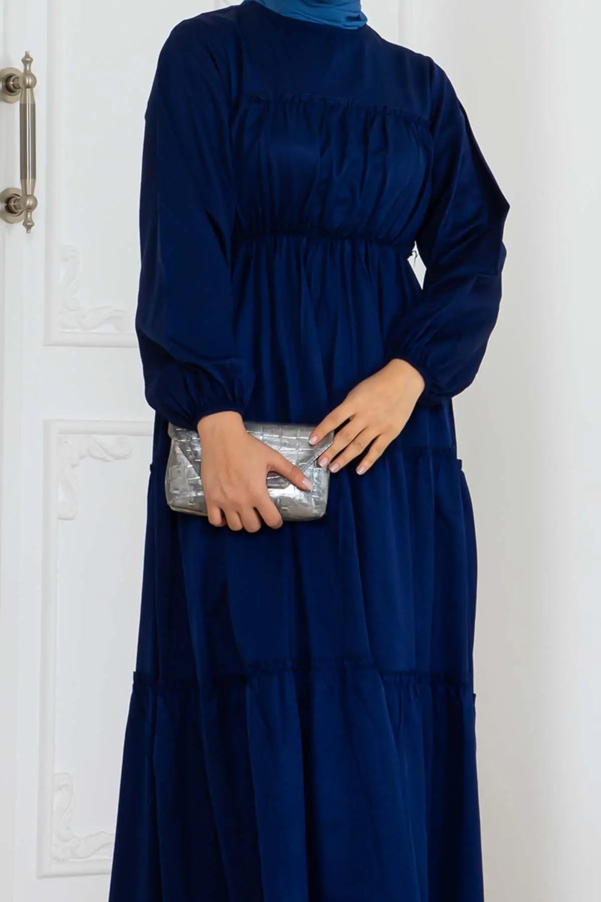 Hijab Dress With Elastic Sleeves-detail