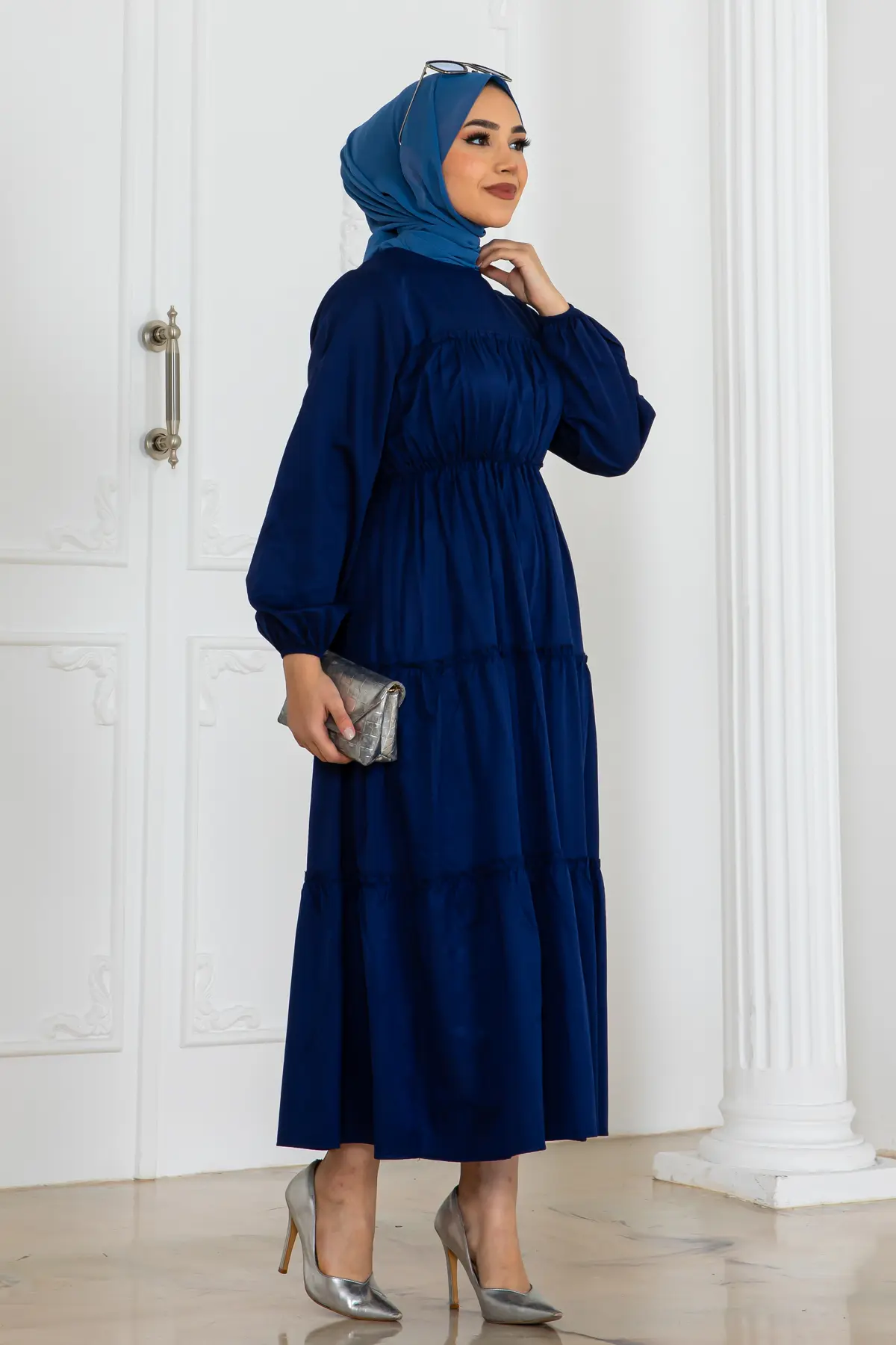 Hijab Dress With Elastic Sleeves-detail