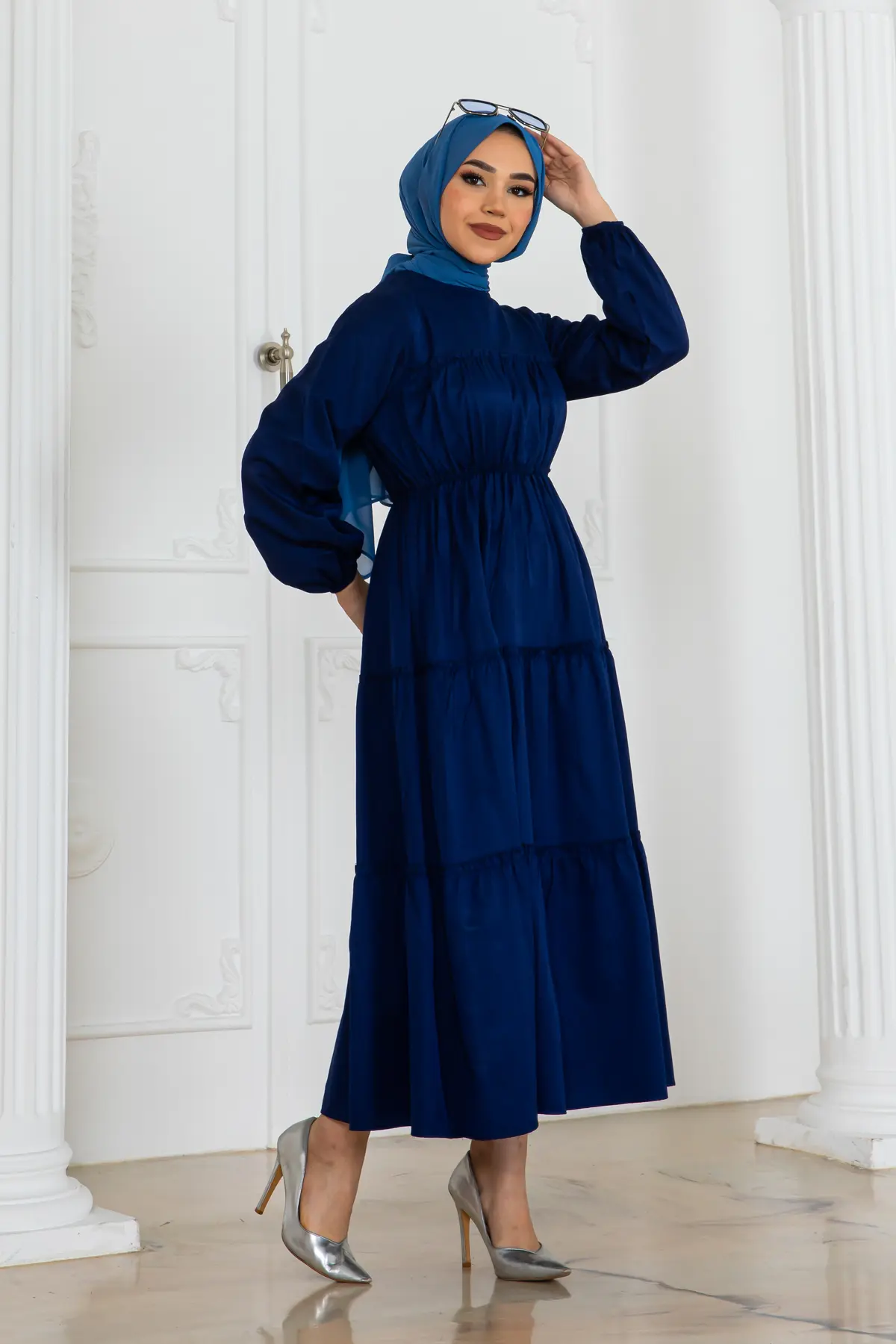 Hijab Dress With Elastic Sleeves-detail