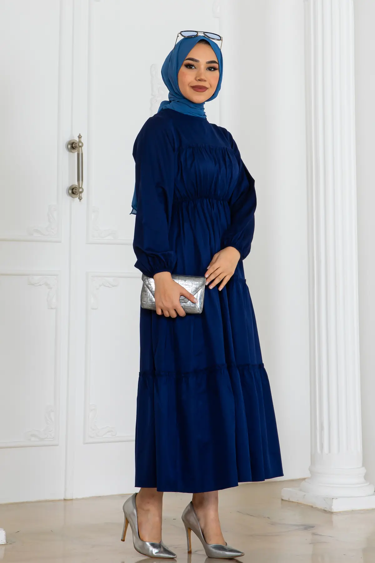 Hijab Dress With Elastic Sleeves-detail