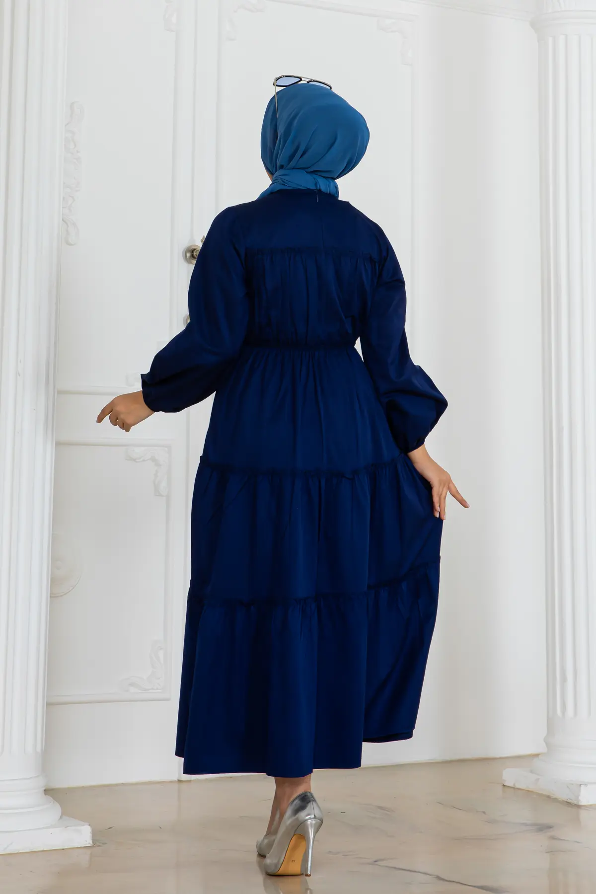 Hijab Dress With Elastic Sleeves-detail