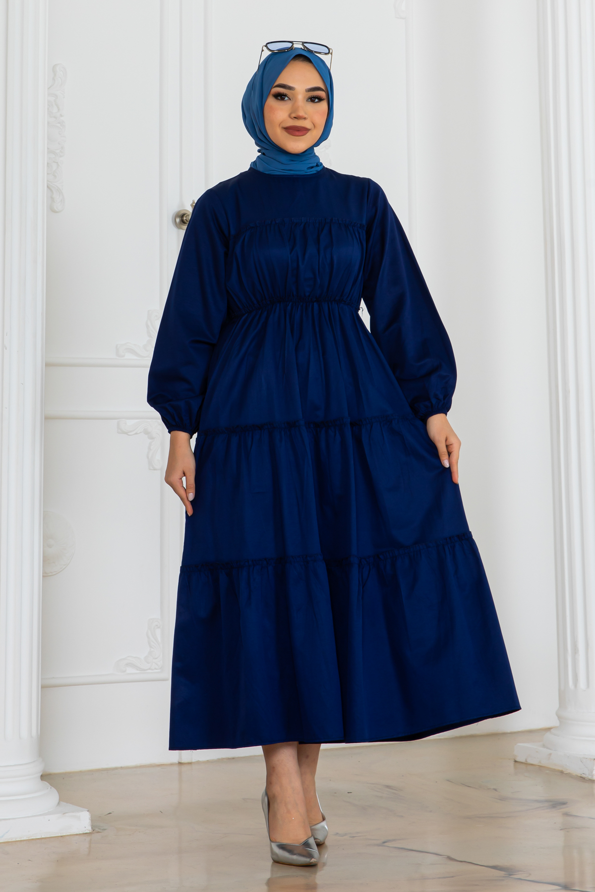 Hijab Dress With Elastic Sleeves
