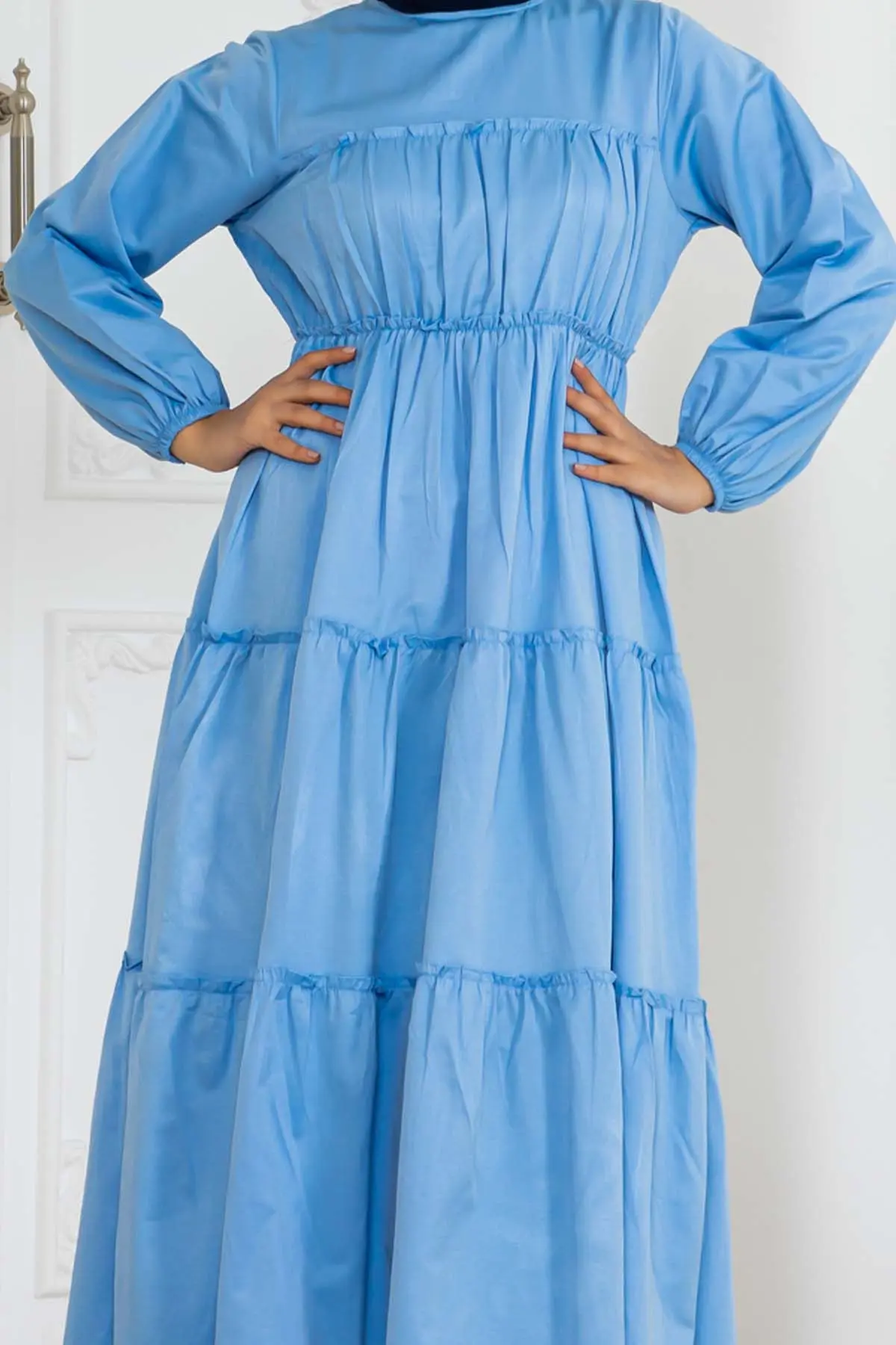 Kolu Lastikli Tesettür Elbise-detail