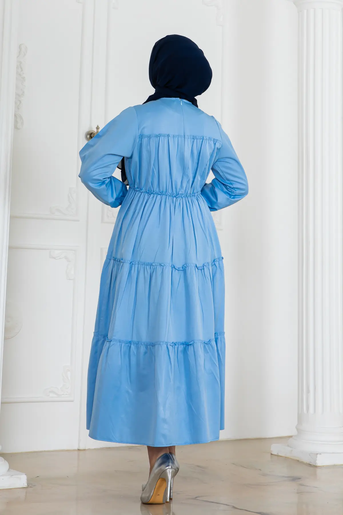 Kolu Lastikli Tesettür Elbise-detail