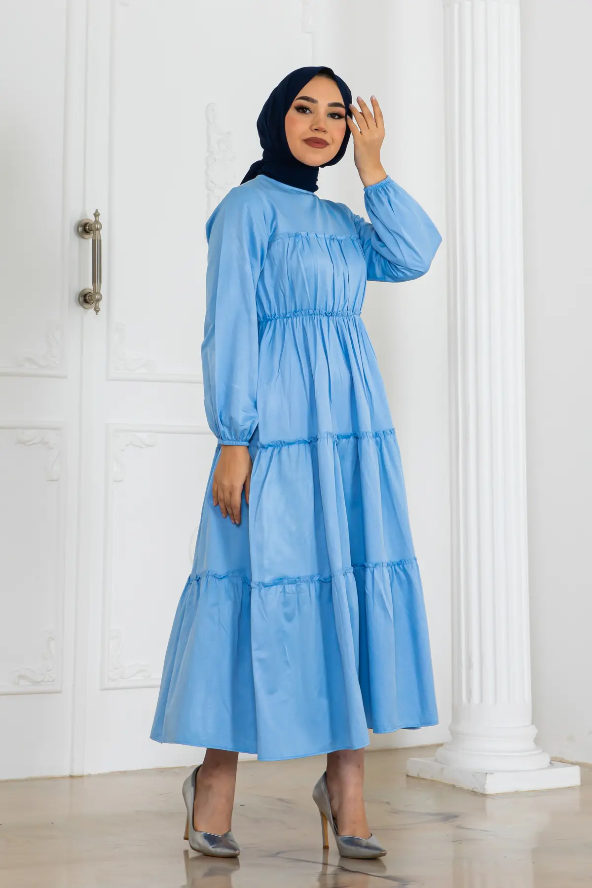 Hijab Dress With Elastic Sleeves