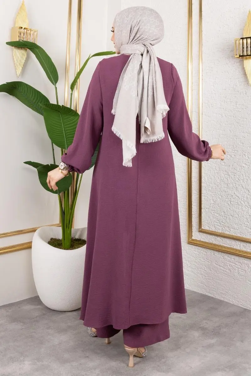 Kolyeli Asimetrik Takım Mürdüm-detail