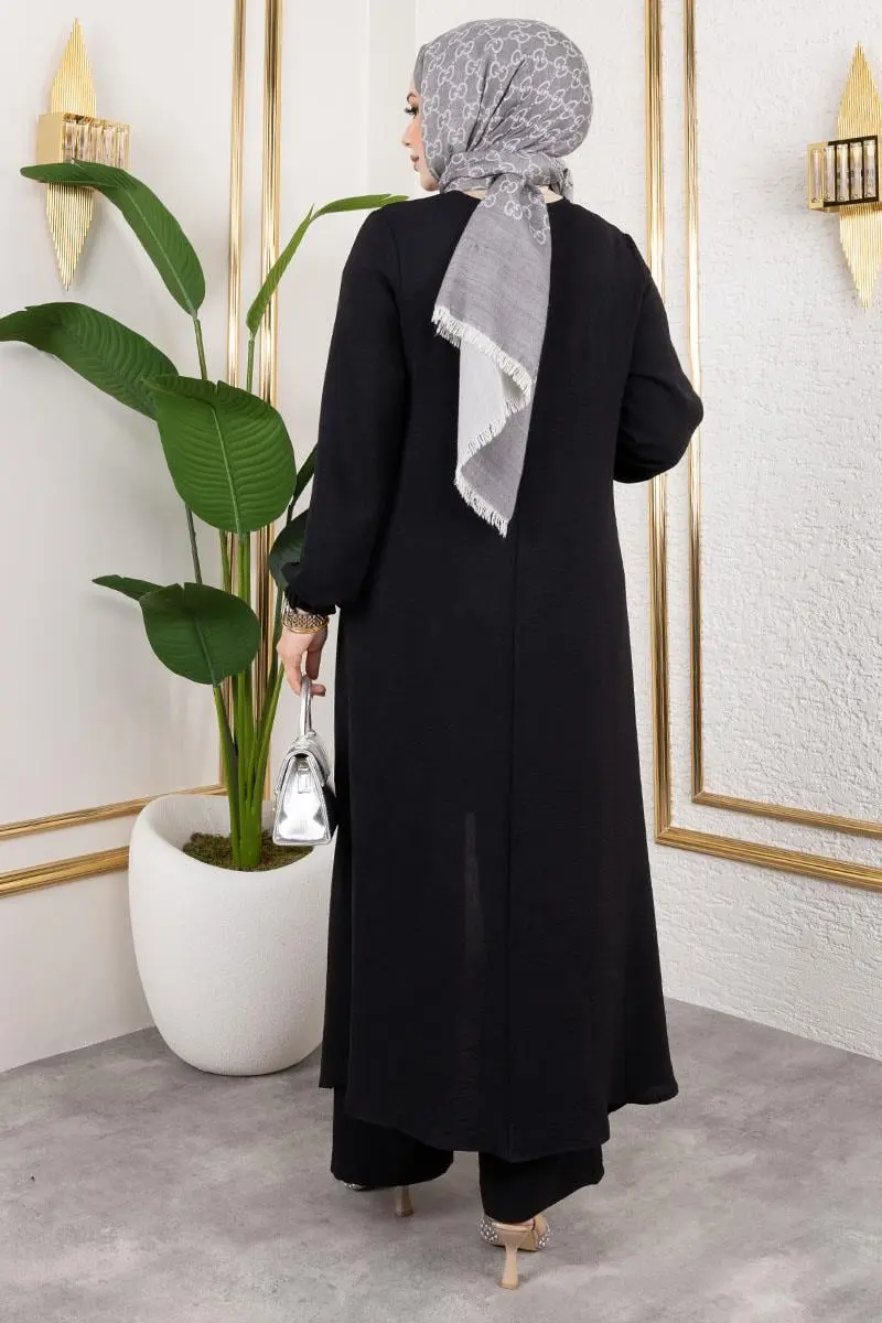 Kolyeli Asimetrik Takım Siyah-detail