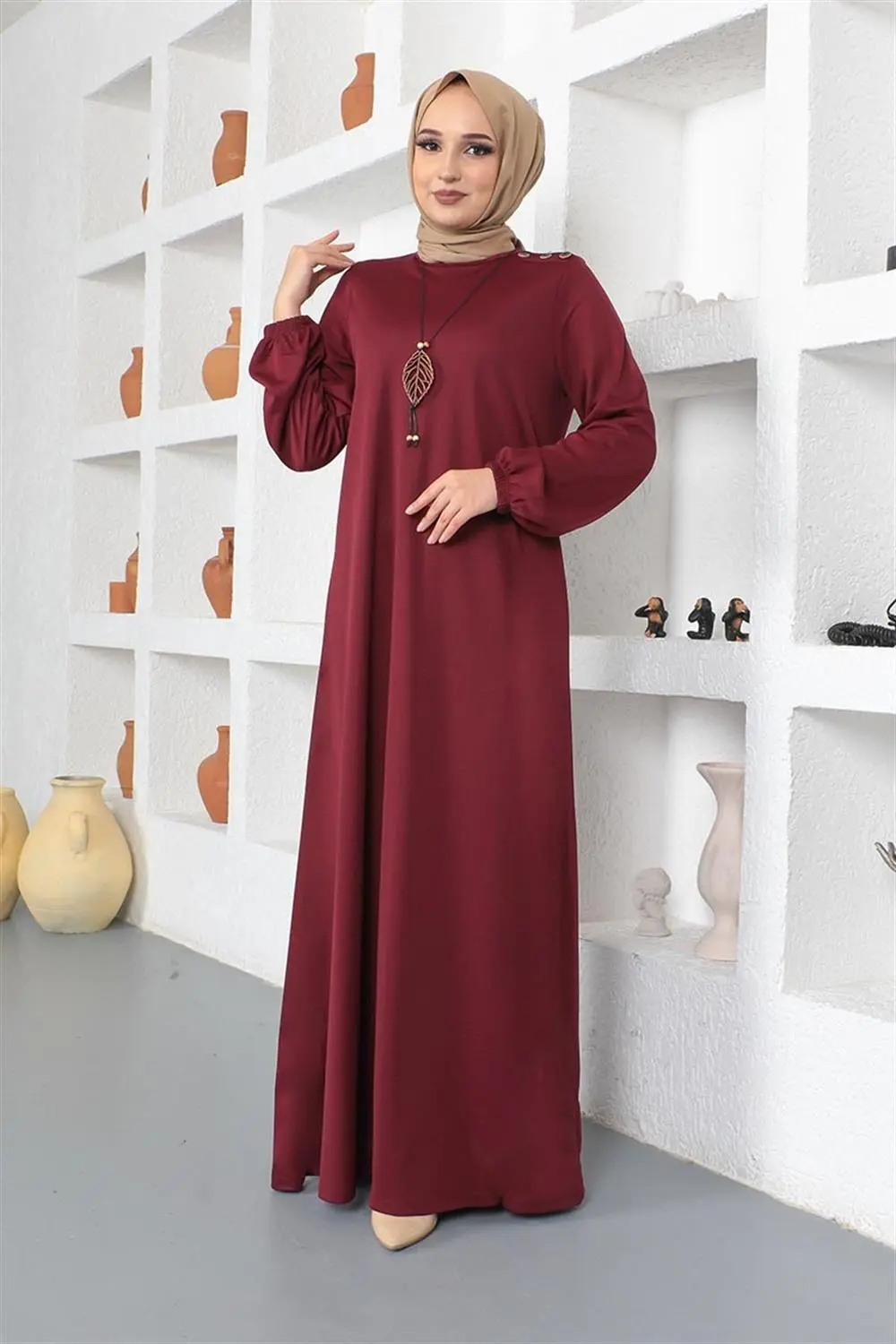 Necklace Crew Neck Hijab Dress-detail