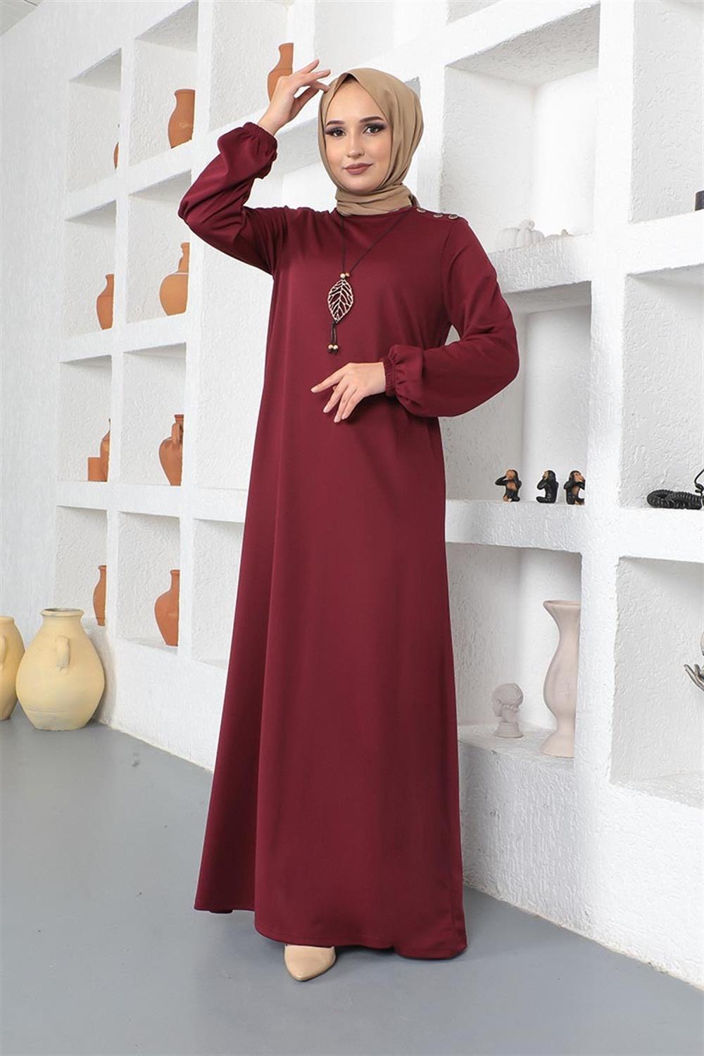 Necklace Crew Neck Hijab Dress