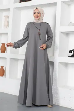 Necklace Crew Neck Hijab Dress