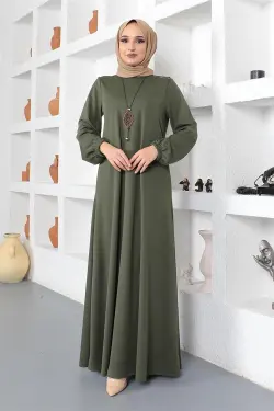Necklace Crew Neck Hijab Dress