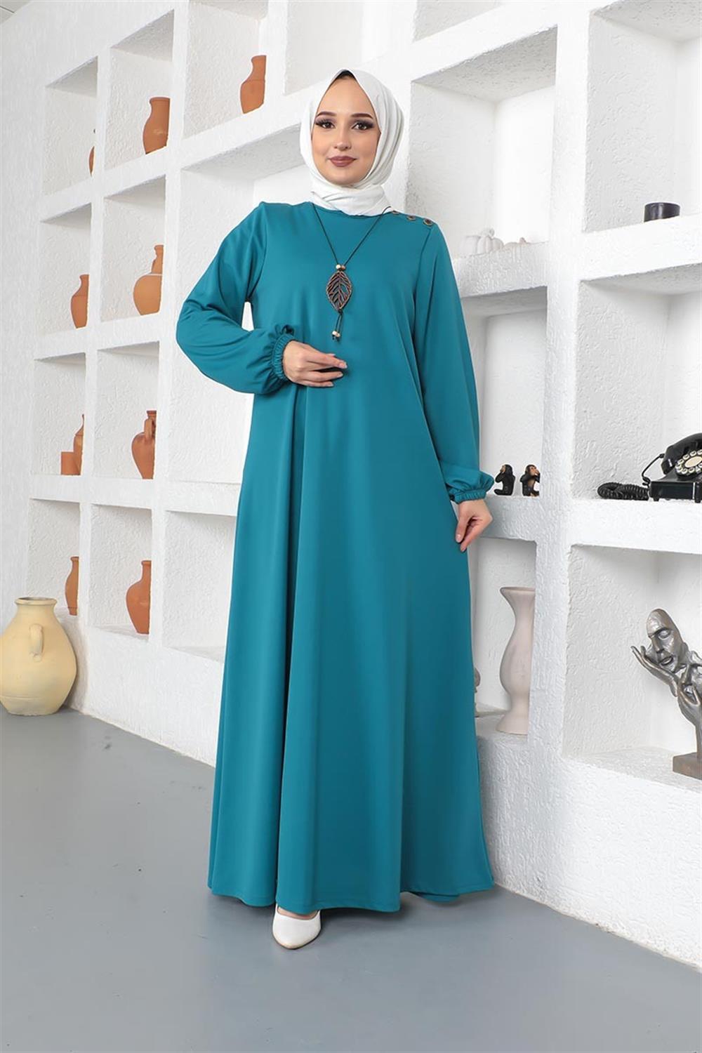 Necklace Crew Neck Hijab Dress