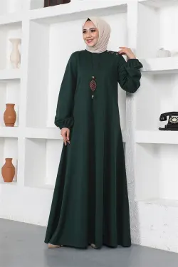 Necklace Crew Neck Hijab Dress