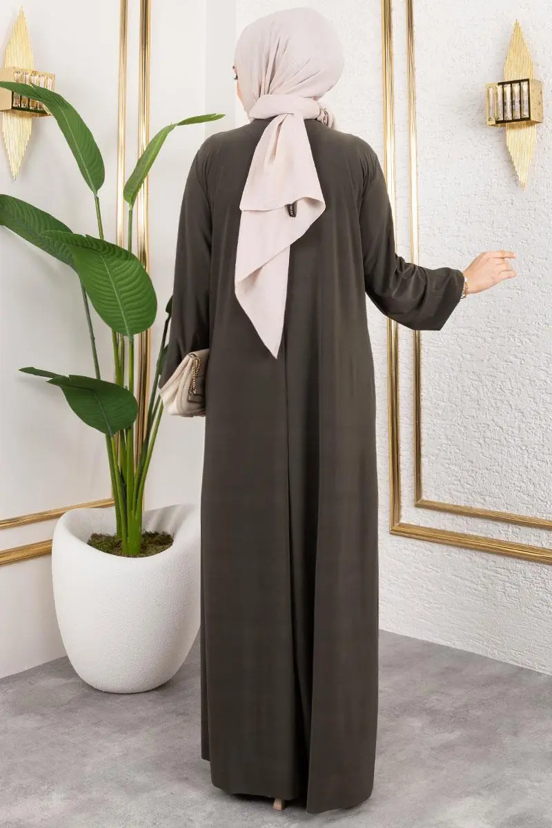 Kolyeli Sandy Elbise Haki-detail