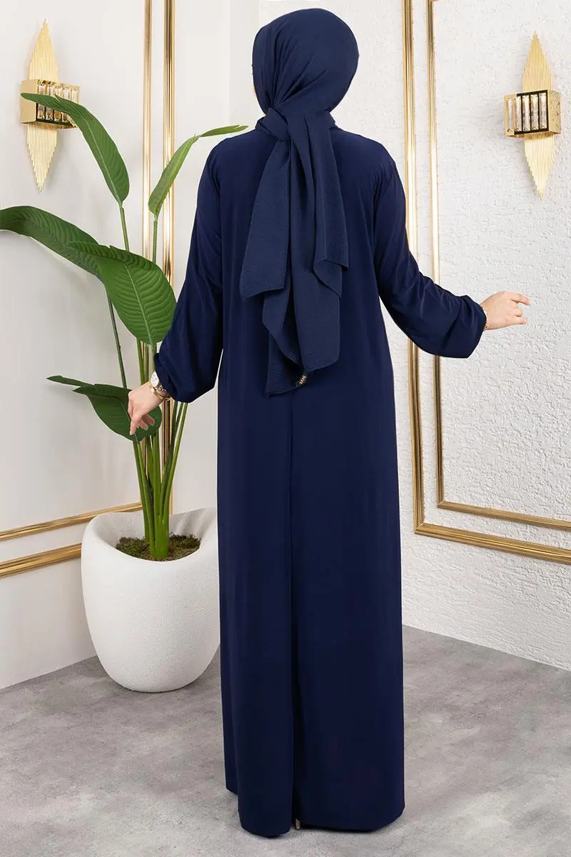 Kolyeli Sandy Elbise Lacivert-detail