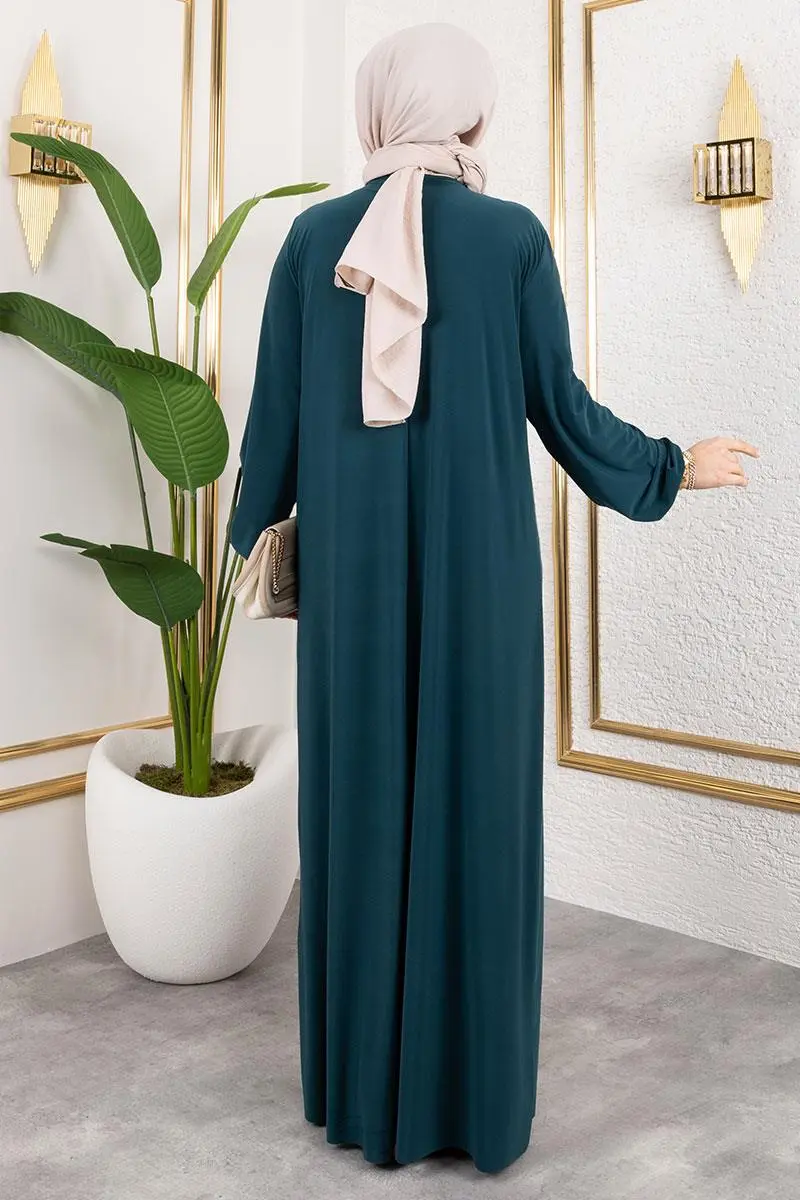 Kolyeli Sandy Elbise Zümrüt Yeşili-detail