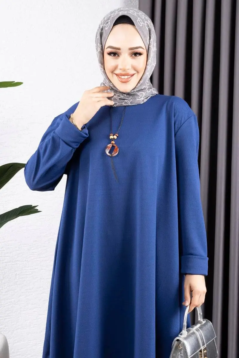 Kolyeli Yırtmaç Detaylı Takım Indigo-detail