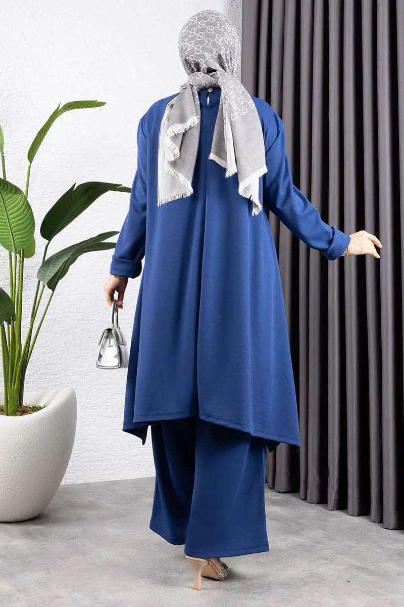 Kolyeli Yırtmaç Detaylı Takım Indigo-detail