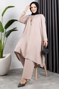 Kolyeli Yırtmaç Detaylı Takım Vizon