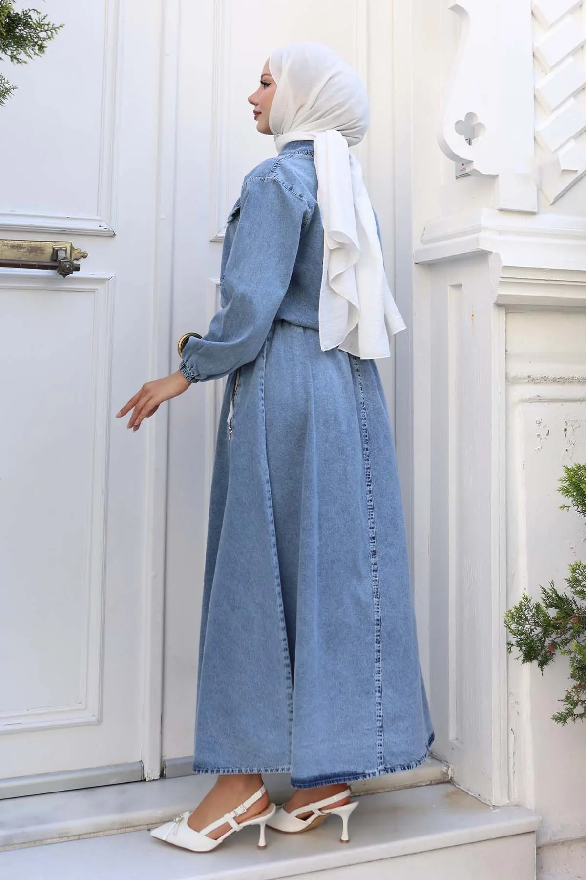 Denim Jacket Skirt Suit-detail