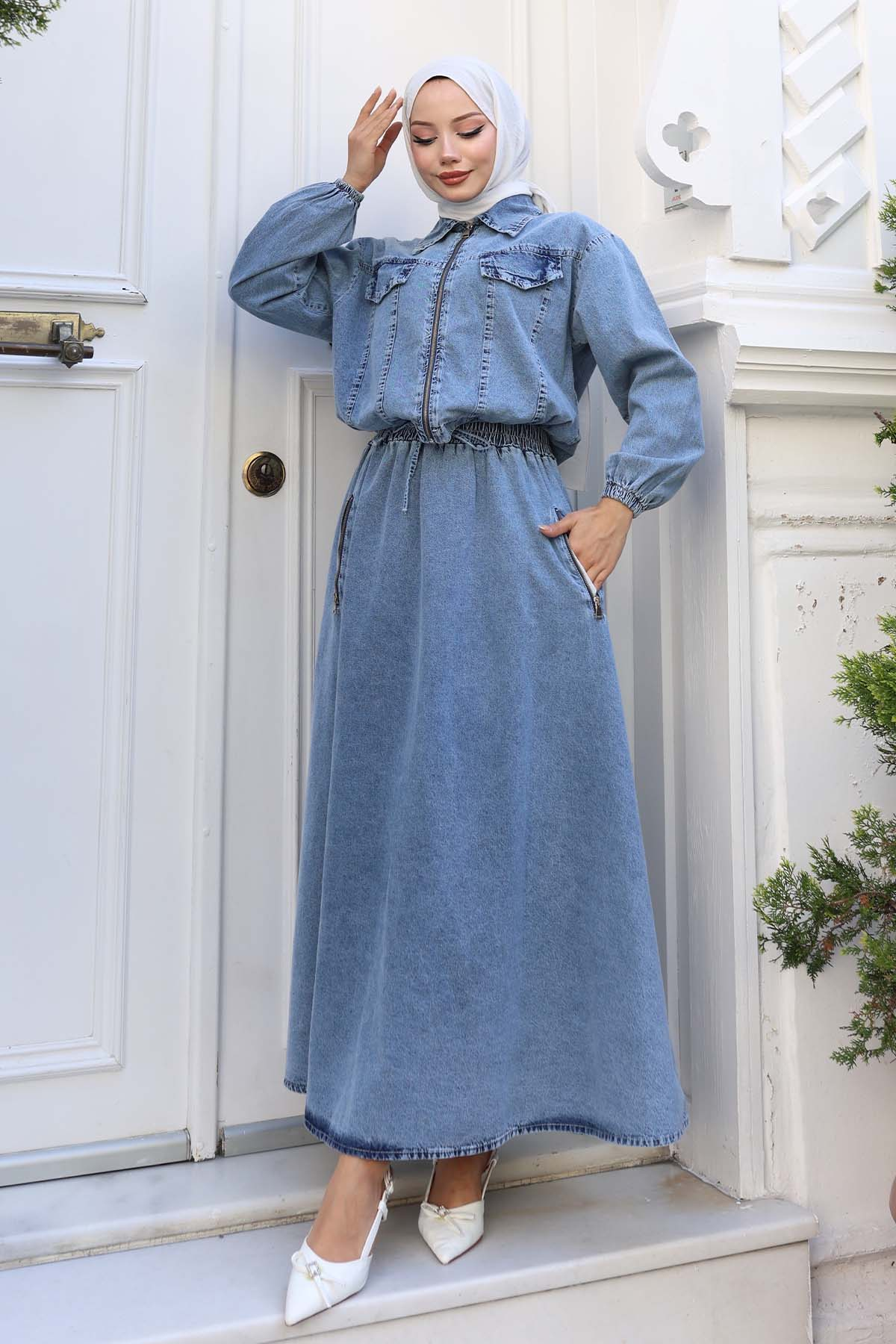 Denim Jacket Skirt Suit