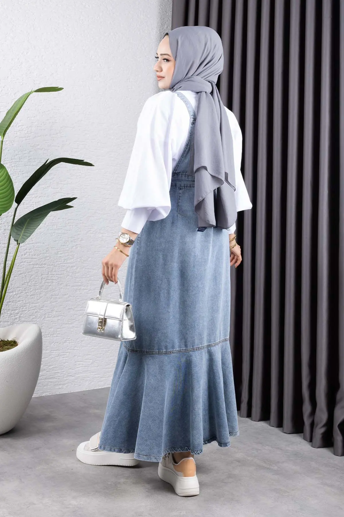 Kot Salopet Elbise Mavi 563-detail