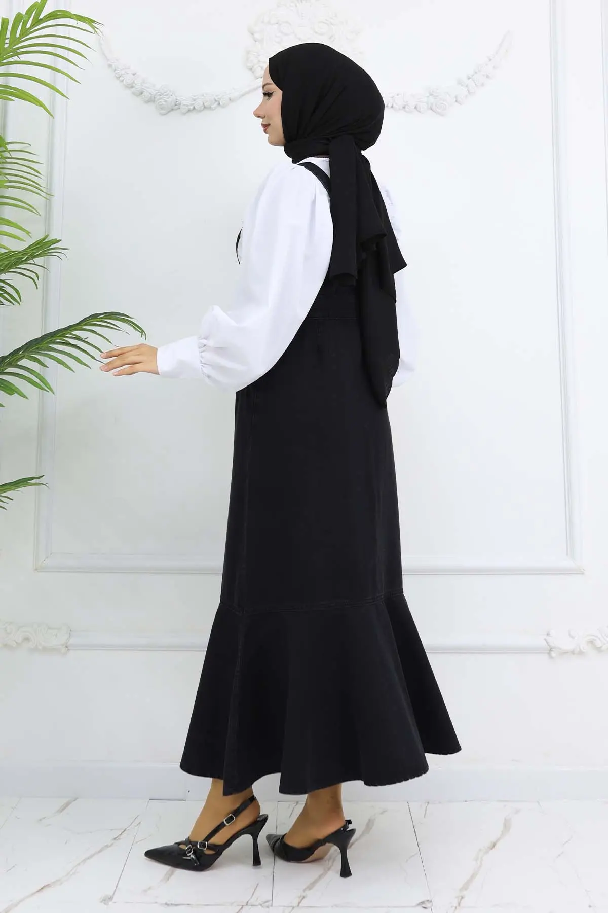 Kot Salopet Elbise Siyah 563-detail