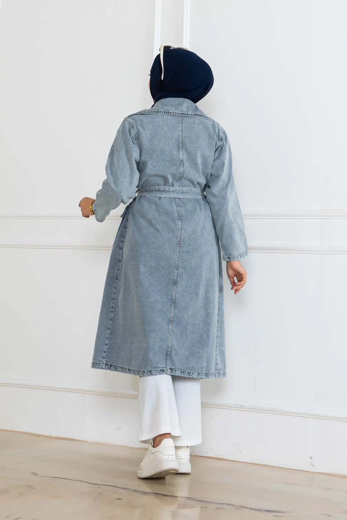 Denim Trench Coat Blue-detail