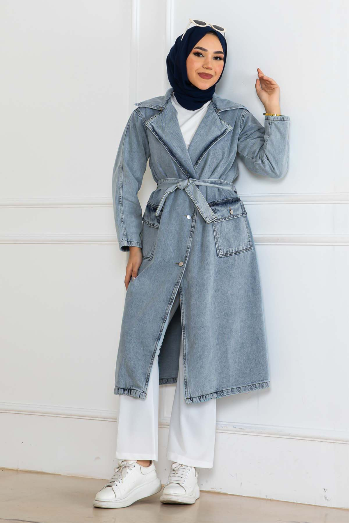 Denim Trench Coat Blue