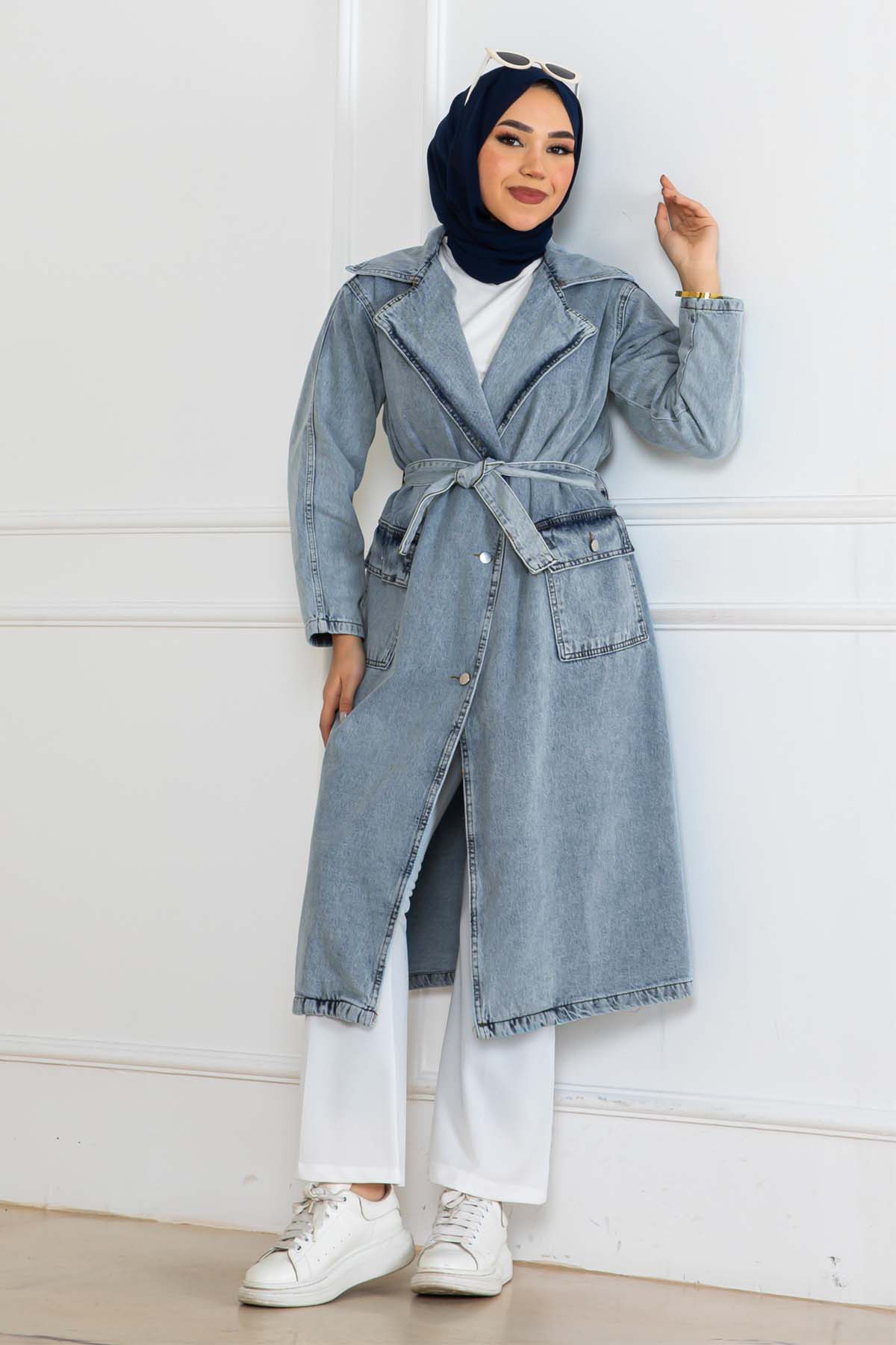 Denim Trench Coat Blue