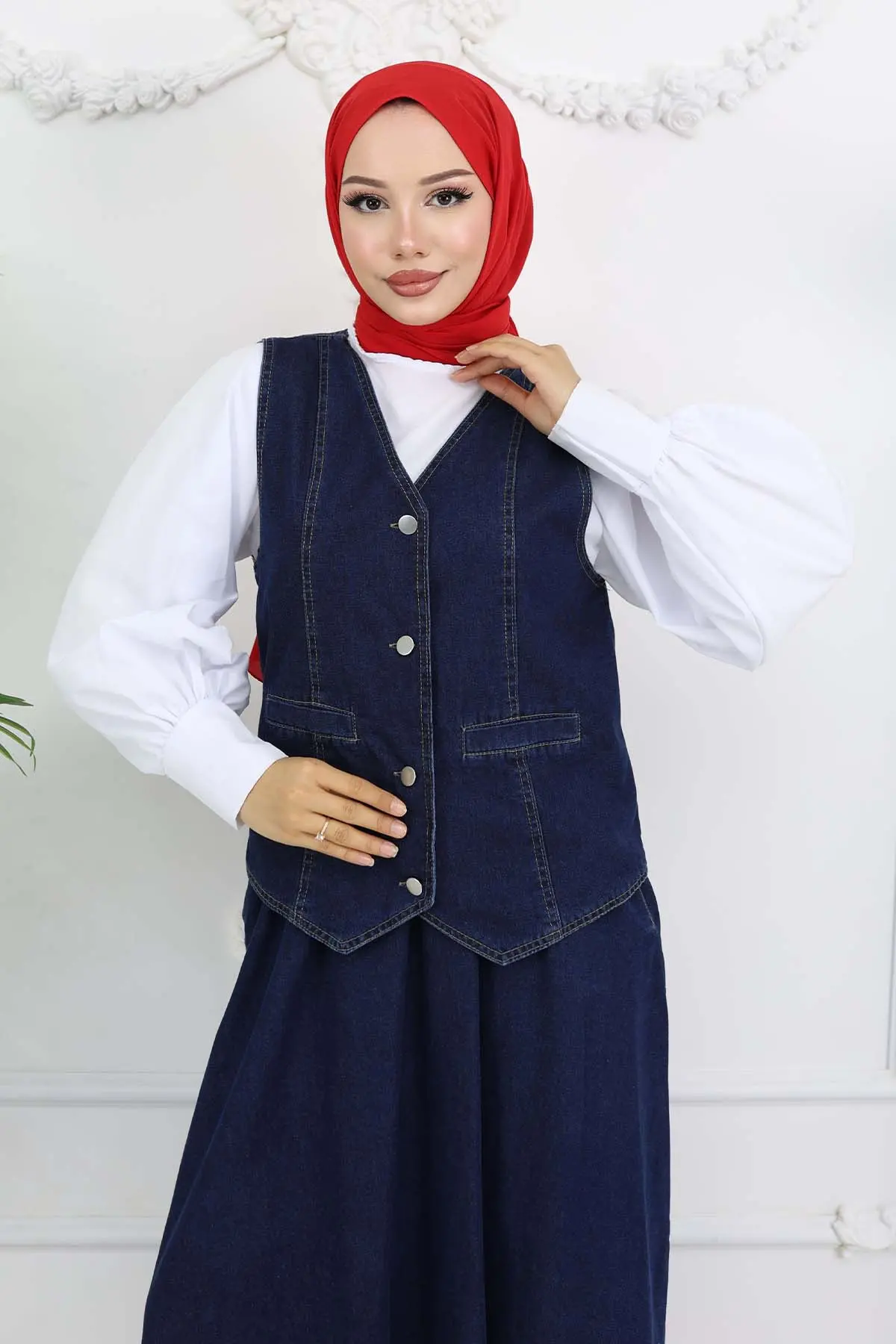 Kot Yelekli Etekli Takım Lacivert 2186-detail