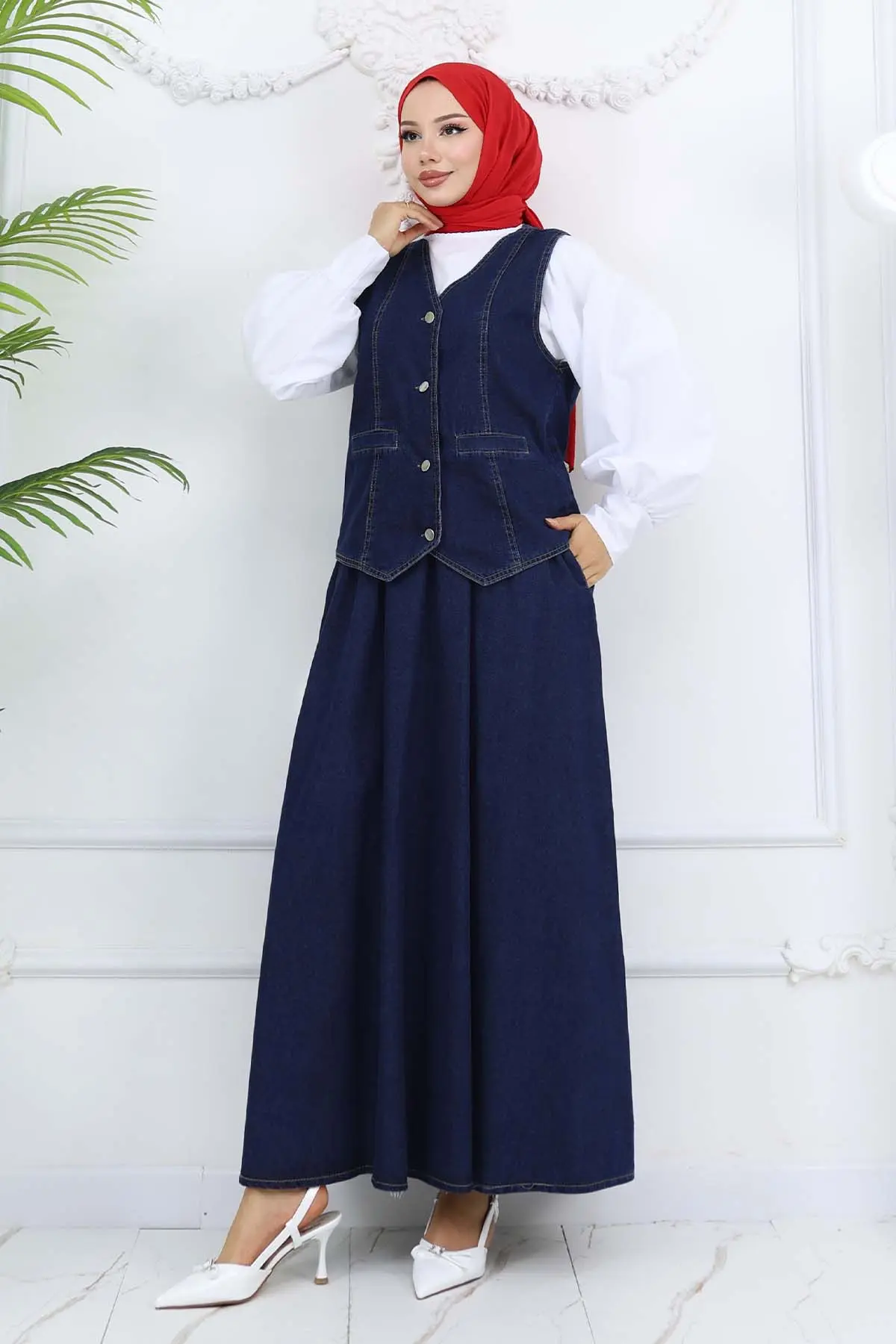 Kot Yelekli Etekli Takım Lacivert 2186-detail