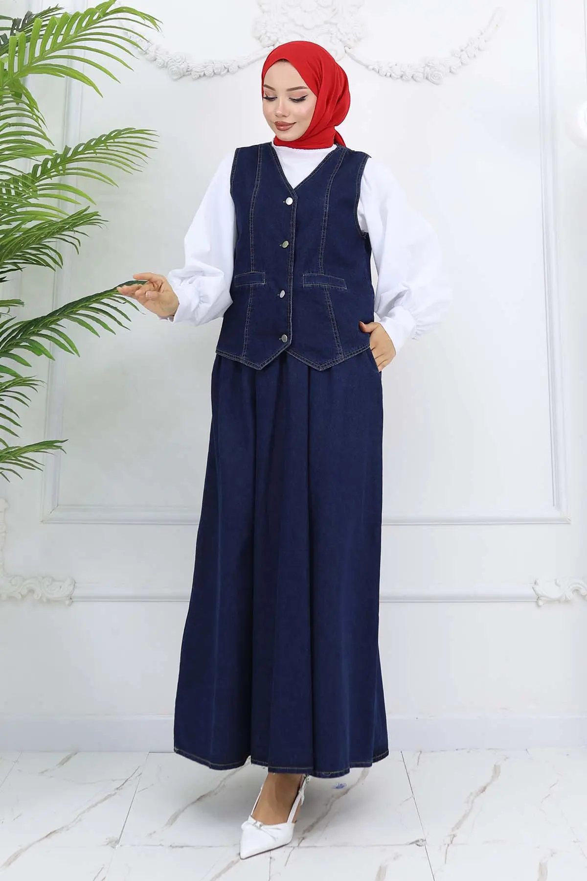 Kot Yelekli Etekli Takım Lacivert 2186-detail