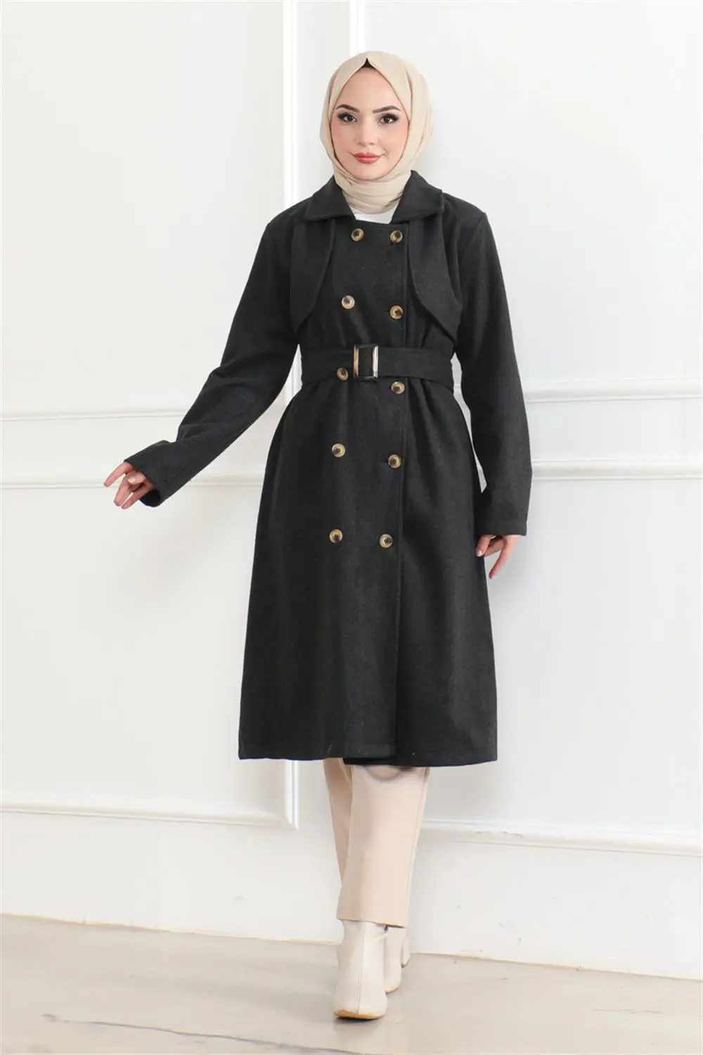 Kruvaze Kaşe Kaban-detail