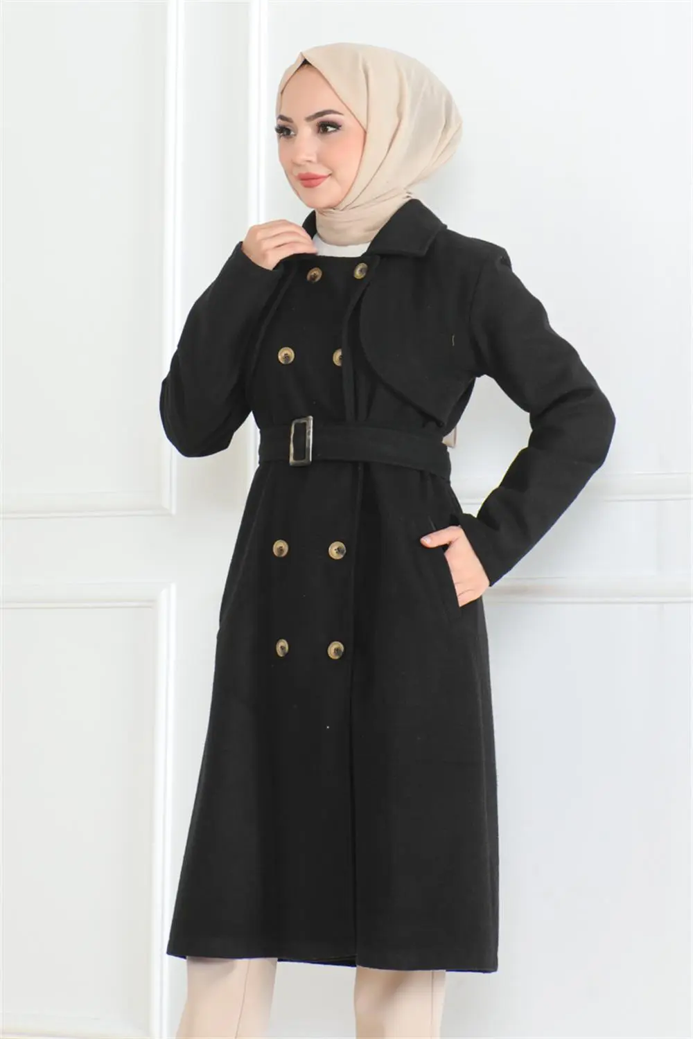 Kruvaze Kaşe Kaban-detail