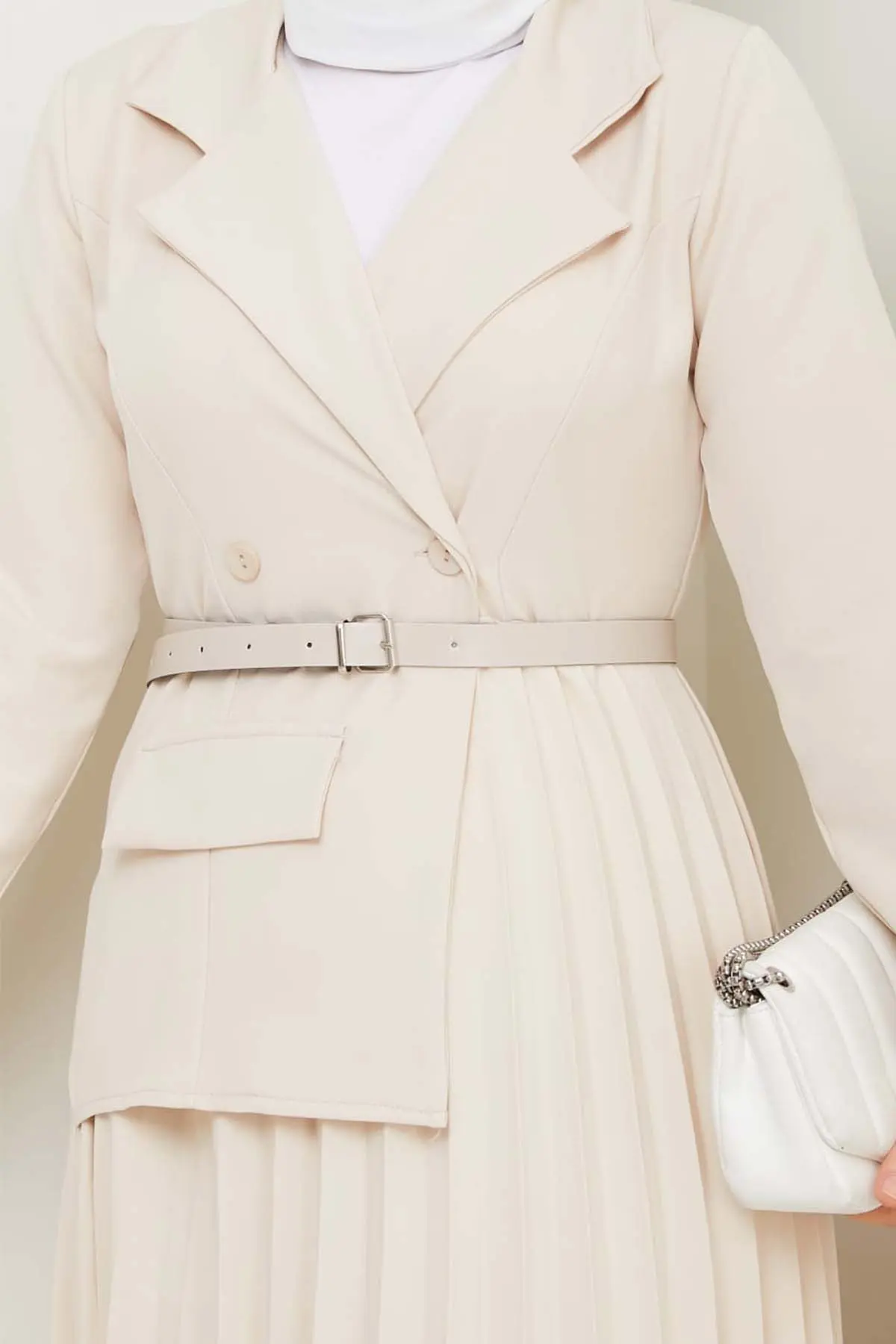 Double-breasted Pleated Dress-detail