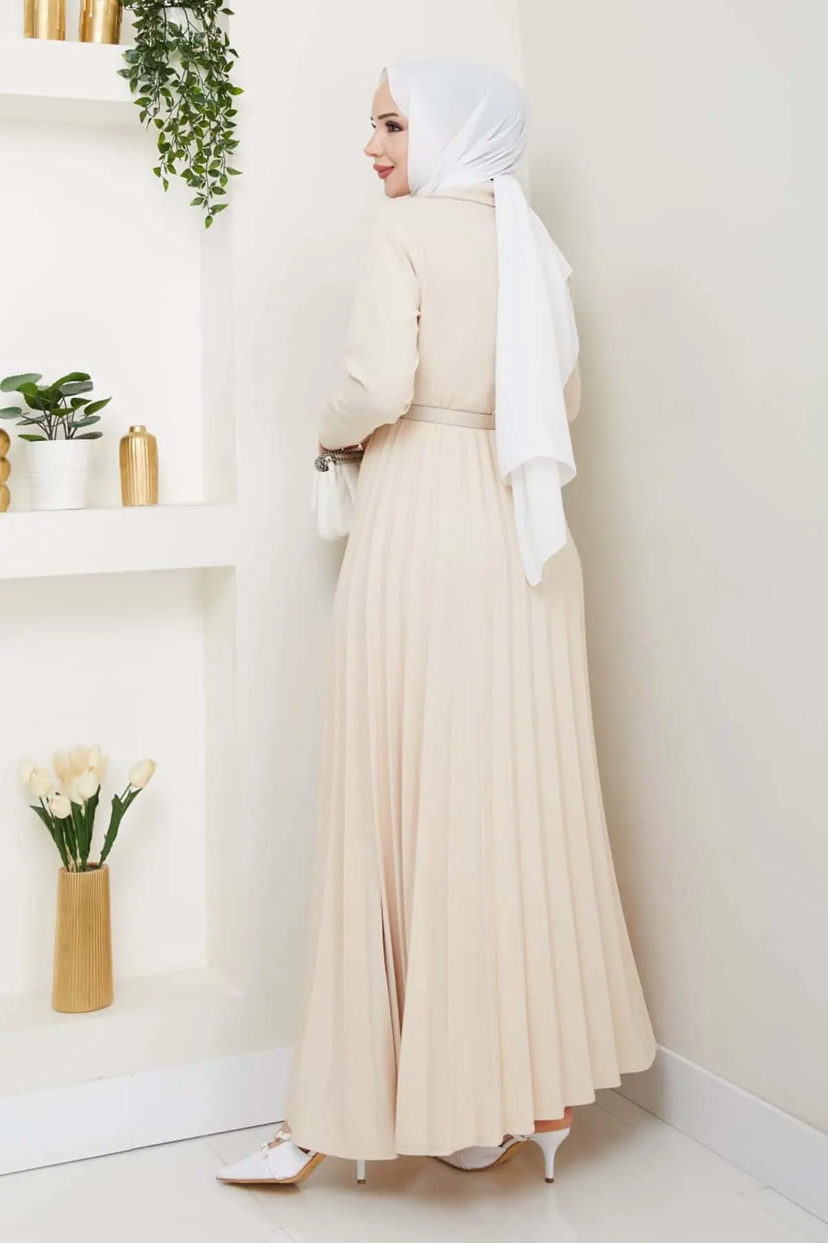 Double-breasted Pleated Dress-detail