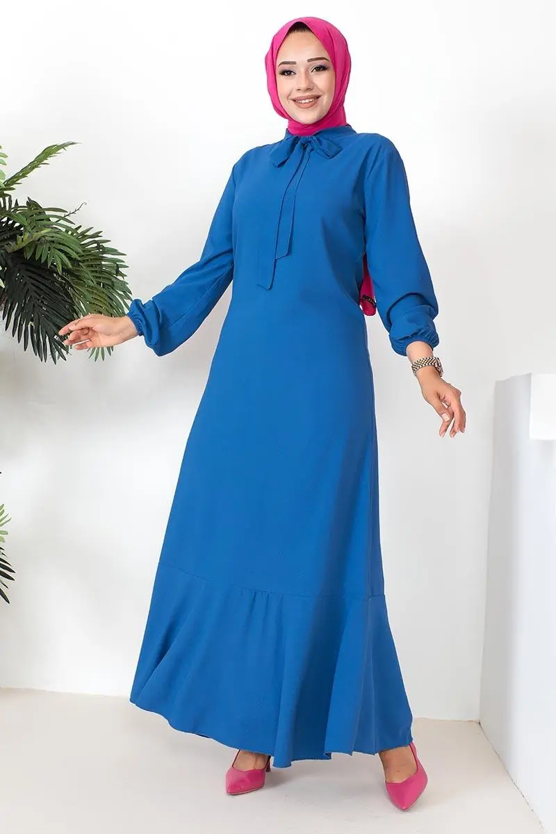 Kurdele Detaylı A Kesim Elbise-detail