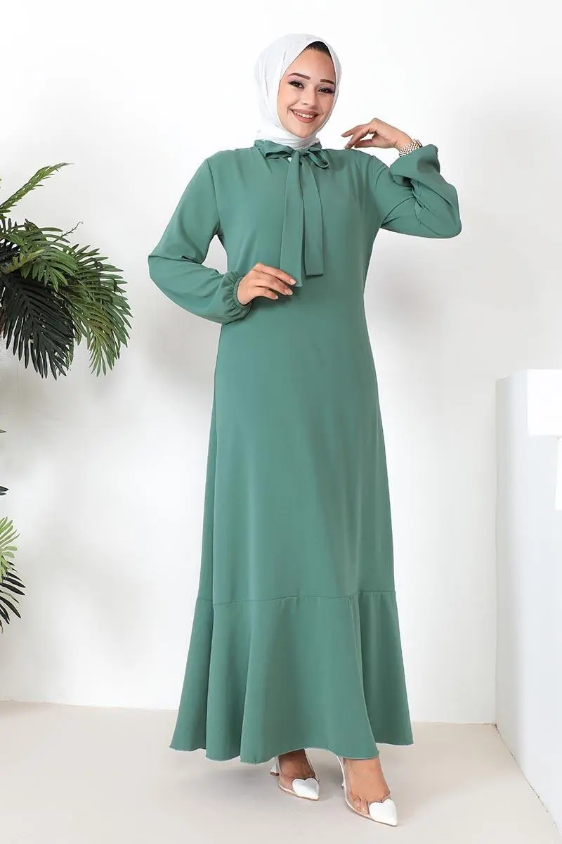 Kurdele Detaylı A Kesim Elbise-detail
