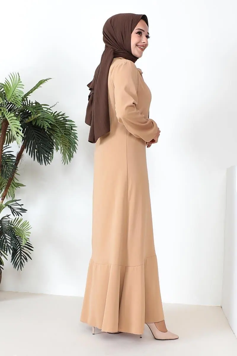 Kurdele Detaylı A Kesim Elbise-detail