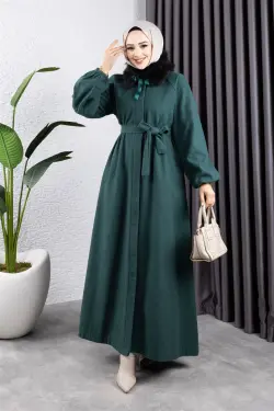 Kürk Detaylı Kaşe Manto