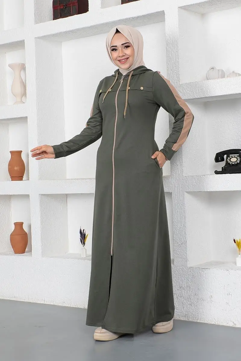 Bird Eye Stripe Detail Sports Abaya-detail