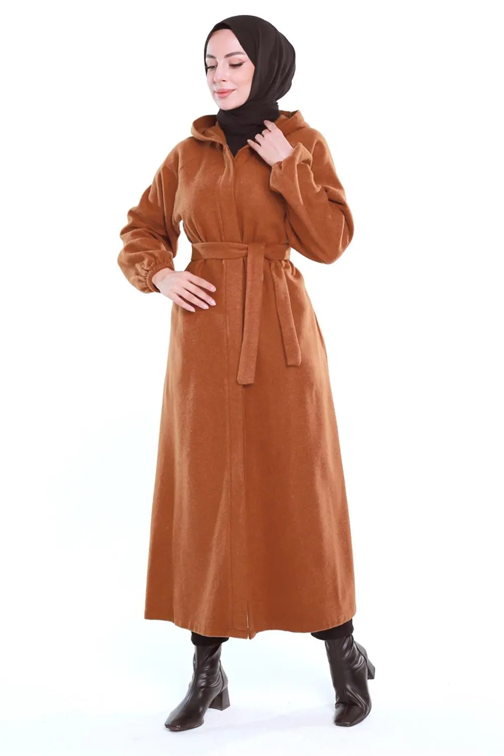 Belted Hijab Coat-detail