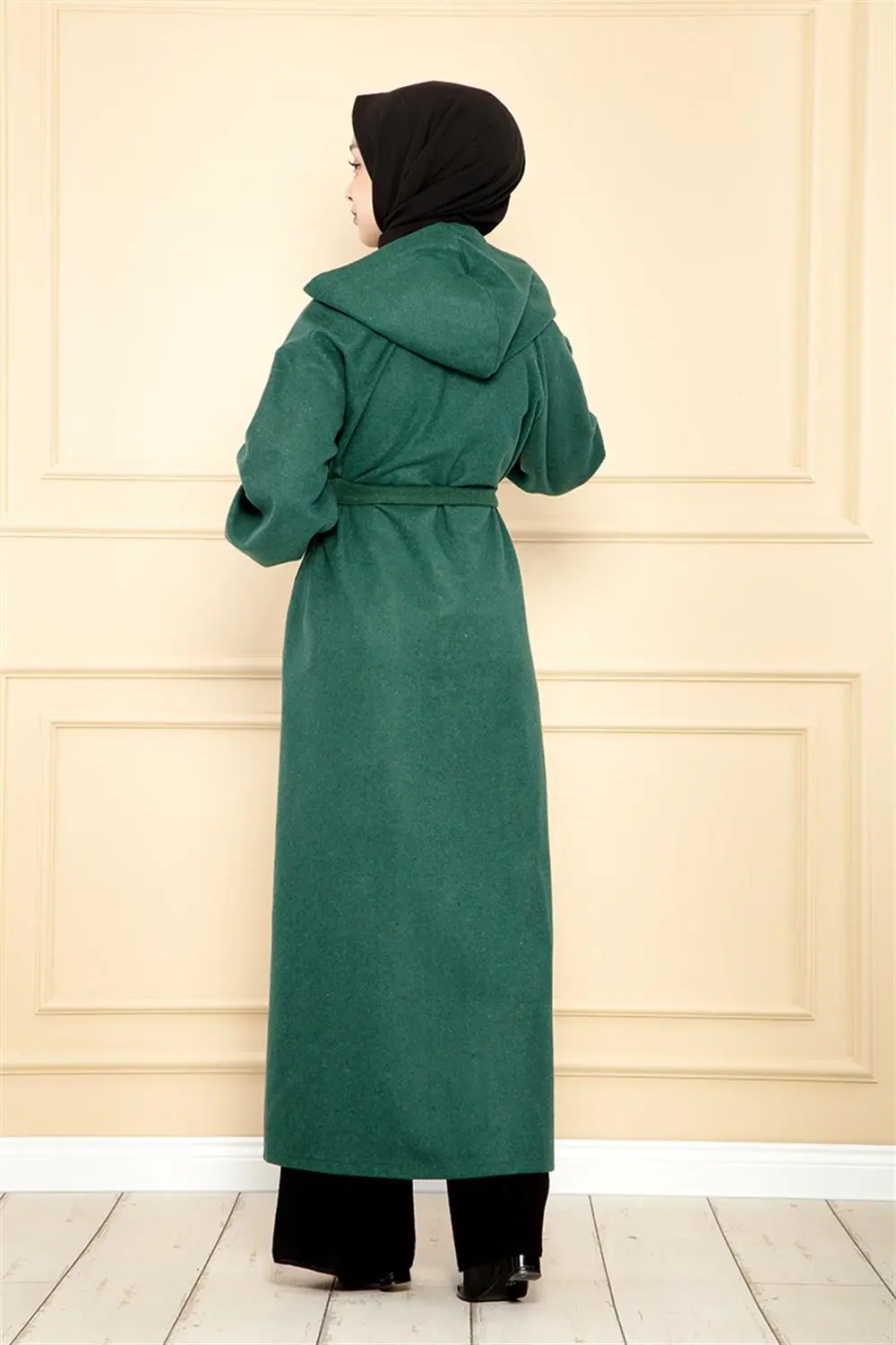 Belted Hijab Coat-detail