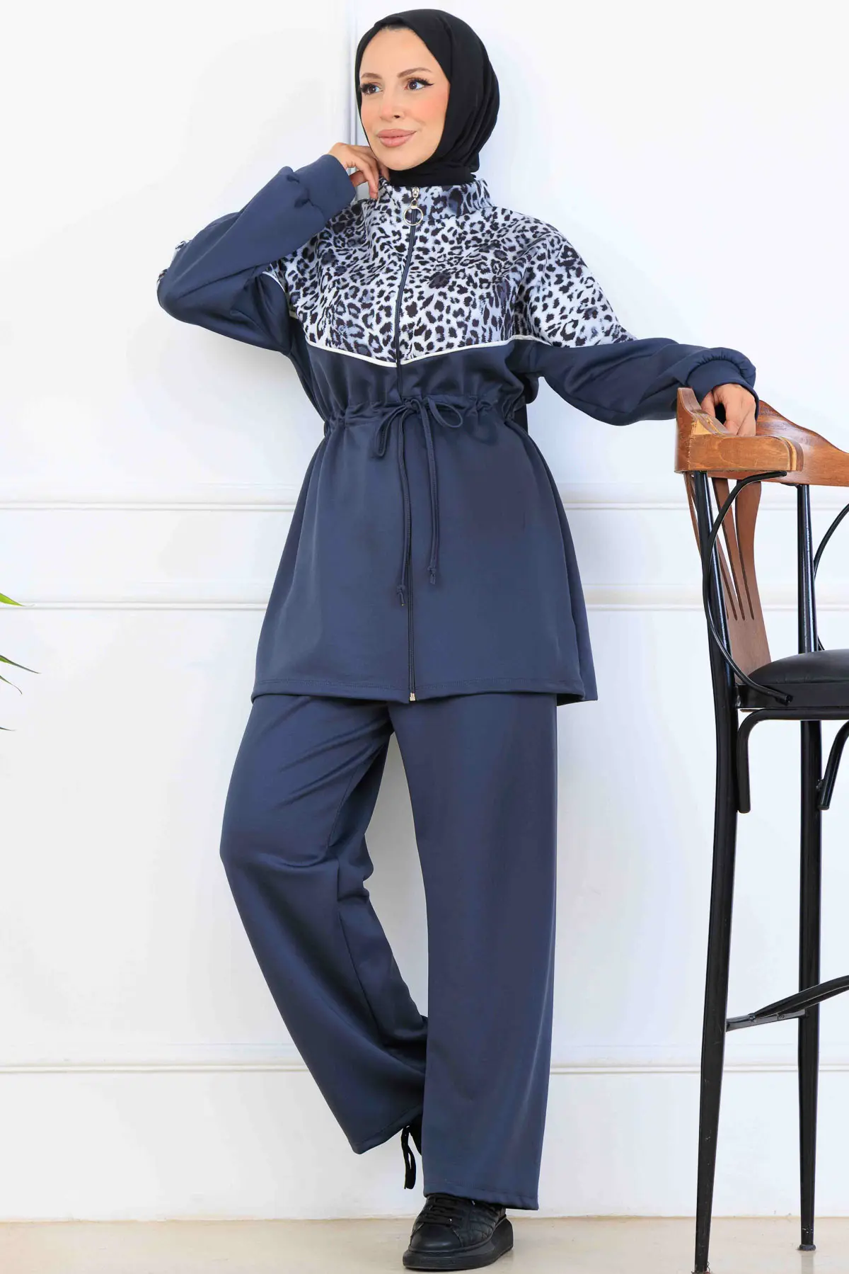 Leopar Desenli Scuba İkili Takım-detail