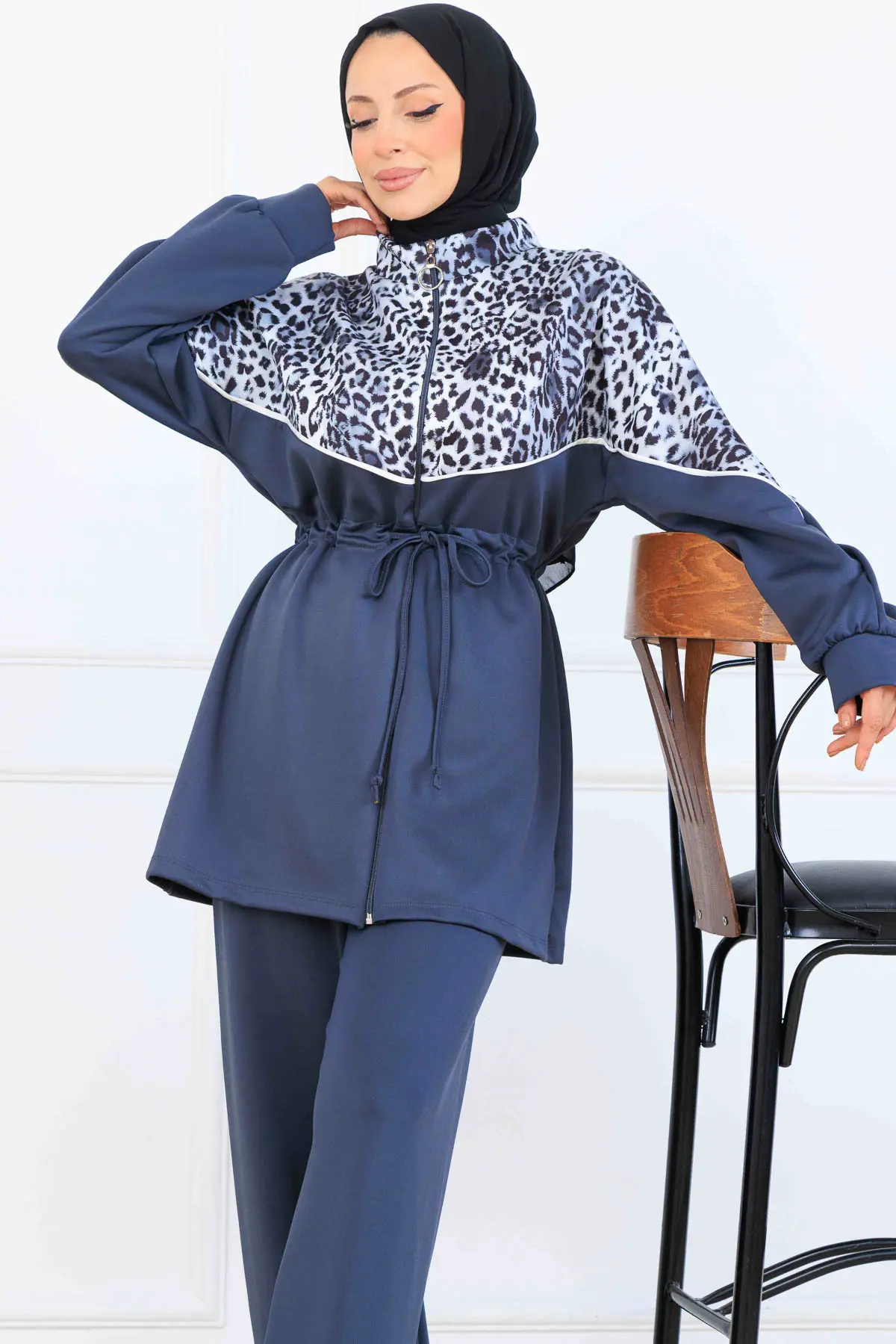 Leopar Desenli Scuba İkili Takım-detail