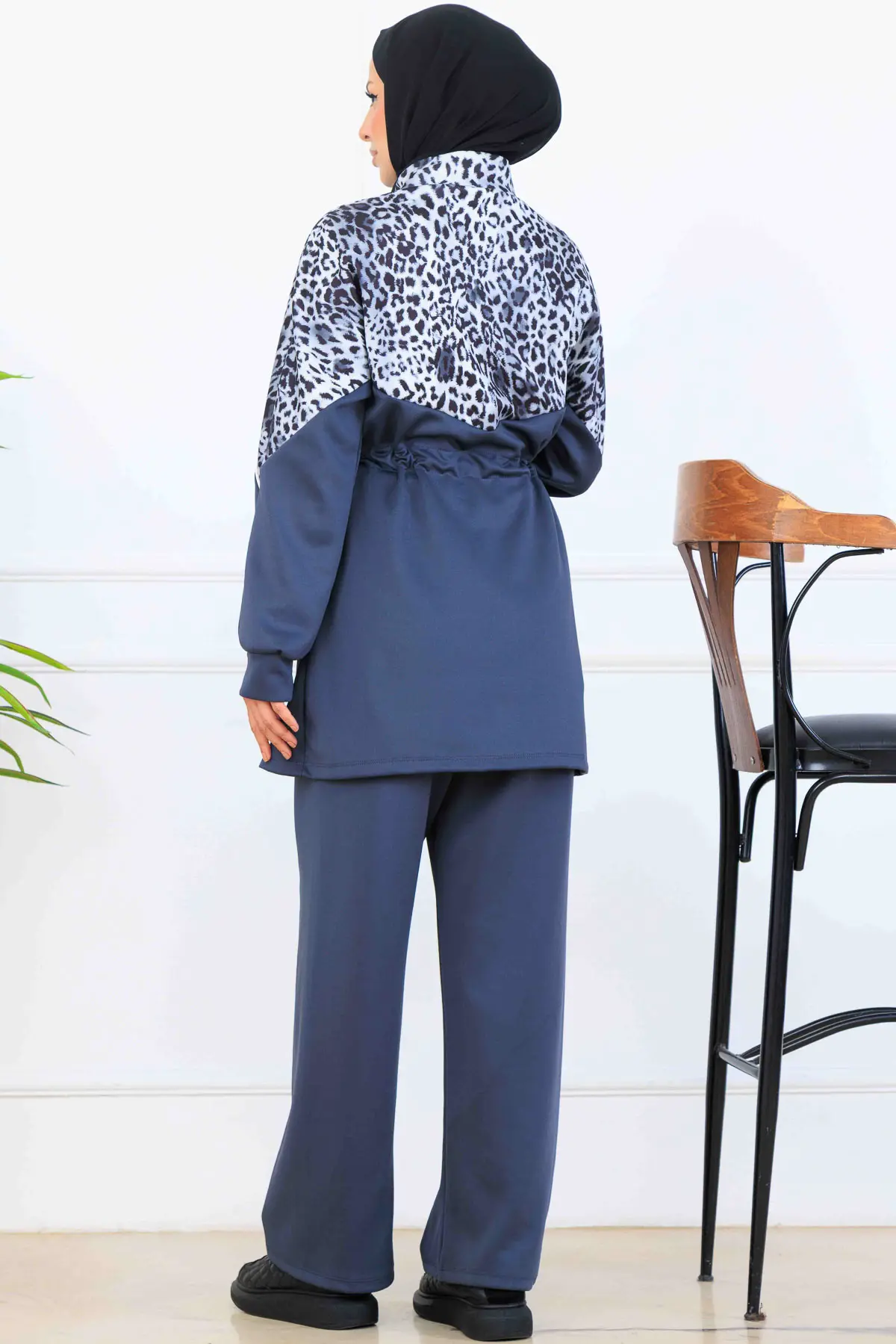 Leopar Desenli Scuba İkili Takım-detail