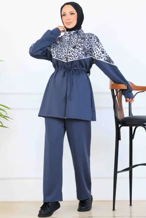 Leopar Desenli Scuba İkili Takım